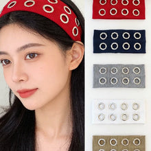 Load image into Gallery viewer, Punk Girl Fabric Hollow Elastic Headbands Metal Rock Personalized Hollow Eyelets Hair Band Casual Sports Grommet Headband

