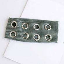 Load image into Gallery viewer, Punk Girl Fabric Hollow Elastic Headbands Metal Rock Personalized Hollow Eyelets Hair Band Casual Sports Grommet Headband
