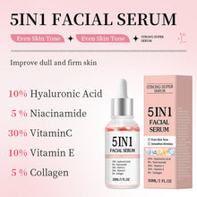 Load image into Gallery viewer, 5 In 1 Face Serum Anti-Wrinkle Brightening Vitamin C Niacinamide Hyaluronic Acid Moisturizing Firming Facial Skin Care Essence
