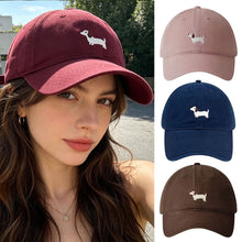 Load image into Gallery viewer, Cute Cartoon Puppy Embroidery Baseball Cap Adjustable Wide Brim Sunshade Unisex Daily Outdoor Leisure Hat
