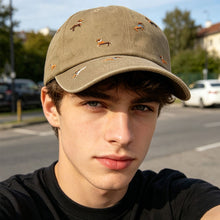 Load image into Gallery viewer, Retro Washed Puppy Embroidery Baseball Cap Soft Top Adjustable Peaked Cap Breathable UV Protection Casual Outdoor Hat
