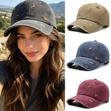 Load image into Gallery viewer, Retro Washed Puppy Embroidery Baseball Cap Soft Top Adjustable Peaked Cap Breathable UV Protection Casual Outdoor Hat
