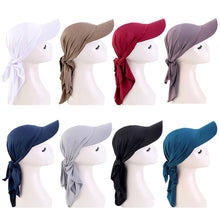 Load image into Gallery viewer, Ethnic Style Classic Solid Color Turban Hat Curved Brim Adjustable Baseball Cap Breathable Sunscreen Headscarf Hat
