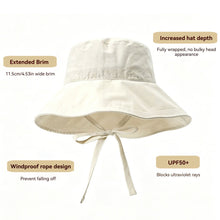 Load image into Gallery viewer, Solid Color Quick Dry Lace Up Wide Brim Fisherman Hat Breathable Adjustable UV Protection Summer Sun Hat
