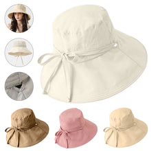 Load image into Gallery viewer, Solid Color Quick Dry Lace Up Wide Brim Fisherman Hat Breathable Adjustable UV Protection Summer Sun Hat
