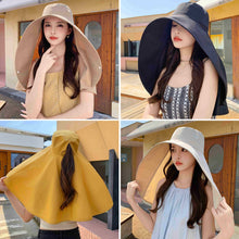 Load image into Gallery viewer, Large Brim Full Face Sun Protection Hat With Neck Shawl UV Protection Adjustable Summer Hat For Women Outdoor Beach Travel
