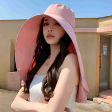 Load image into Gallery viewer, Large Brim Full Face Sun Protection Hat With Neck Shawl UV Protection Adjustable Summer Hat For Women Outdoor Beach Travel
