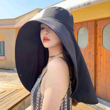 Load image into Gallery viewer, Large Brim Full Face Sun Protection Hat With Neck Shawl UV Protection Adjustable Summer Hat For Women Outdoor Beach Travel
