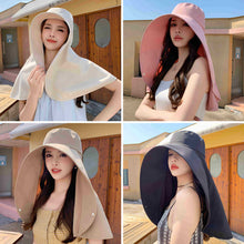 Load image into Gallery viewer, Large Brim Full Face Sun Protection Hat With Neck Shawl UV Protection Adjustable Summer Hat For Women Outdoor Beach Travel
