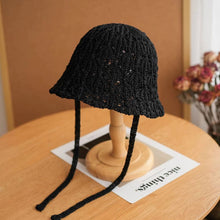 Load image into Gallery viewer, Japanese Style Hollow Out Knitted Lace Up Bucket Hat Summer Breathable Foldable Sun Hat For Women Outdoor Beach
