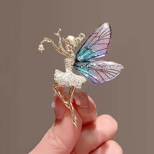Load image into Gallery viewer, Dancing Girl Angel Wings Rhinestone Brooch Fashion Pearl Metal Lapel Pin Clothing Accessories For Women
