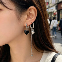 Load image into Gallery viewer, Titanium Steel Asymmetrical Heart Zircon Long Tassel Dangle Earrings Minimal Elegant Fashion Women Daily Party Jewelry Gift
