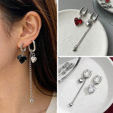 Load image into Gallery viewer, Titanium Steel Asymmetrical Heart Zircon Long Tassel Dangle Earrings Minimal Elegant Fashion Women Daily Party Jewelry Gift
