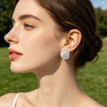 Load image into Gallery viewer, Alloy Metal Glossy Surface Shell Fan Shaped Stud Earrings Vintage Geometric Ocean Style Women Daily Trendy Jewelry

