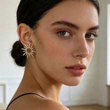 Load image into Gallery viewer, Electroplated Zinc Alloy Gold Sun Flower Earrings Vintage Punk Geometric Women Party Wedding Fashion Jewelry
