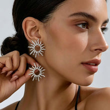 Load image into Gallery viewer, Electroplated Zinc Alloy Gold Sun Flower Earrings Vintage Punk Geometric Women Party Wedding Fashion Jewelry
