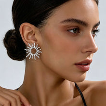 Load image into Gallery viewer, Electroplated Zinc Alloy Gold Sun Flower Earrings Vintage Punk Geometric Women Party Wedding Fashion Jewelry

