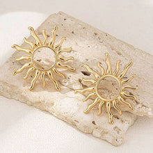 Load image into Gallery viewer, Electroplated Zinc Alloy Gold Sun Flower Earrings Vintage Punk Geometric Women Party Wedding Fashion Jewelry
