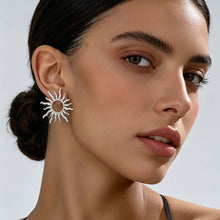 Load image into Gallery viewer, Electroplated Zinc Alloy Gold Sun Flower Earrings Vintage Punk Geometric Women Party Wedding Fashion Jewelry
