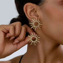 Load image into Gallery viewer, Electroplated Zinc Alloy Gold Sun Flower Earrings Vintage Punk Geometric Women Party Wedding Fashion Jewelry
