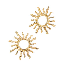 Load image into Gallery viewer, Electroplated Zinc Alloy Gold Sun Flower Earrings Vintage Punk Geometric Women Party Wedding Fashion Jewelry
