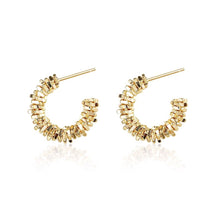 Load image into Gallery viewer, Electroplated Copper Broken Silver Style Irregular C Shape Earrings Women Fashion Elegant Daily Party Premium Jewelry
