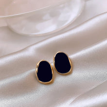 Load image into Gallery viewer, New Alloy Black Wine Red Irregular Geometry Stud Earrings Vintage Korean Aesthetic Women Daily Wedding Jewelry
