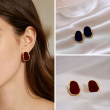 Load image into Gallery viewer, New Alloy Black Wine Red Irregular Geometry Stud Earrings Vintage Korean Aesthetic Women Daily Wedding Jewelry
