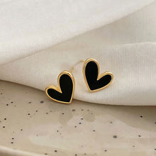 Load image into Gallery viewer, Alloy Vintage Black White Peach Heart Stud Earrings Korean Ins Retro Temperament Women Daily Party Wedding Fashion Jewelry
