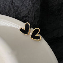 Load image into Gallery viewer, Alloy Vintage Black White Peach Heart Stud Earrings Korean Ins Retro Temperament Women Daily Party Wedding Fashion Jewelry
