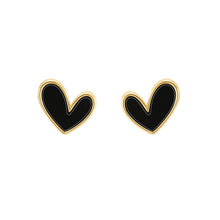 Load image into Gallery viewer, Alloy Vintage Black White Peach Heart Stud Earrings Korean Ins Retro Temperament Women Daily Party Wedding Fashion Jewelry
