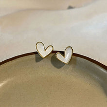 Load image into Gallery viewer, Alloy Vintage Black White Peach Heart Stud Earrings Korean Ins Retro Temperament Women Daily Party Wedding Fashion Jewelry
