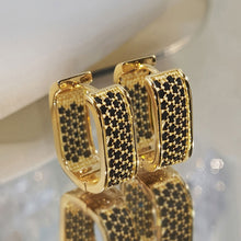 Load image into Gallery viewer, Copper Gold Geometric Square Hoop Earrings Women Full Cubic Zircon Luxury Bridal Wedding Party Daily Jewelry
