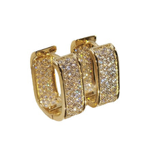 Load image into Gallery viewer, Copper Gold Geometric Square Hoop Earrings Women Full Cubic Zircon Luxury Bridal Wedding Party Daily Jewelry
