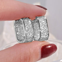 Load image into Gallery viewer, Copper Gold Geometric Square Hoop Earrings Women Full Cubic Zircon Luxury Bridal Wedding Party Daily Jewelry
