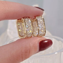Load image into Gallery viewer, Copper Gold Geometric Square Hoop Earrings Women Full Cubic Zircon Luxury Bridal Wedding Party Daily Jewelry
