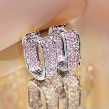 Load image into Gallery viewer, Copper Gold Geometric Square Hoop Earrings Women Full Cubic Zircon Luxury Bridal Wedding Party Daily Jewelry
