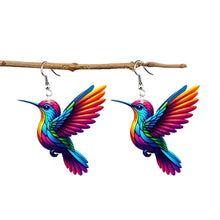 Load image into Gallery viewer, Retro Colorful Hummingbird Acrylic Earrings Cute Animal Stud Drop Dangle Earrings Women Fashion Jewelry Festival Gifts
