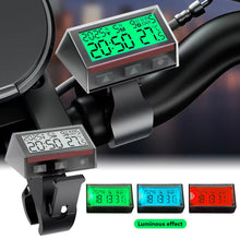 Load image into Gallery viewer, Motorcycle Solar Powered Multi-Function Digital Clock Touch Button Thermometer Calendar Waterproof for Bike Car E-Bike Accessory
