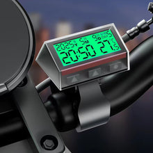 Load image into Gallery viewer, Motorcycle Solar Powered Multi-Function Digital Clock Touch Button Thermometer Calendar Waterproof for Bike Car E-Bike Accessory
