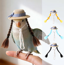 Load image into Gallery viewer, Small Pet Straw Hat with Braids Adjustable Cap for Hamster Budgie Cockatiel Cute Photo Prop Animal Costume for Creative Videos
