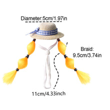 Load image into Gallery viewer, Small Pet Straw Hat with Braids Adjustable Cap for Hamster Budgie Cockatiel Cute Photo Prop Animal Costume for Creative Videos
