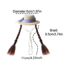 Load image into Gallery viewer, Small Pet Straw Hat with Braids Adjustable Cap for Hamster Budgie Cockatiel Cute Photo Prop Animal Costume for Creative Videos
