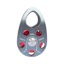 Load image into Gallery viewer, 22KN Aluminum Side Plate Single Pulley High Load Capacity Fixed Roller Bearing for Outdoor Climbing Rigging Lifting Transport
