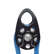 Load image into Gallery viewer, 22KN Aluminum Side Plate Single Pulley High Load Capacity Fixed Roller Bearing for Outdoor Climbing Rigging Lifting Transport

