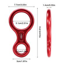 Load image into Gallery viewer, 35KN Aluminum Alloy Figure 8 Descender Multi-Purpose High Load Capacity Belay Device Outdoor Rock Climbing High Altitude Work Safety Rope Equipment
