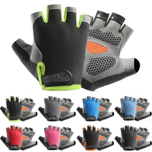 Load image into Gallery viewer, 1Pair Professional Half Finger Fitness Gloves Silicone Palm Pad Anti-slip Wear-resistant Sunscreen Breathable Cycling Gloves
