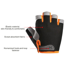 Load image into Gallery viewer, 1Pair Professional Half Finger Fitness Gloves Silicone Palm Pad Anti-slip Wear-resistant Sunscreen Breathable Cycling Gloves
