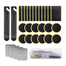 Load image into Gallery viewer, Bicycle Tire Repair Kit with No Glue Patches Tire Lever and Rasper Inner Tube Fast Puncture Repair Tool Box
