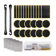 Load image into Gallery viewer, Bicycle Tire Repair Kit with No Glue Patches Tire Lever and Rasper Inner Tube Fast Puncture Repair Tool Box
